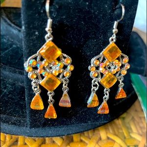 New Avon Vintage orange Crystal Chandelier Earring